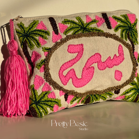 Customized Palm Empress hand tufted clutch