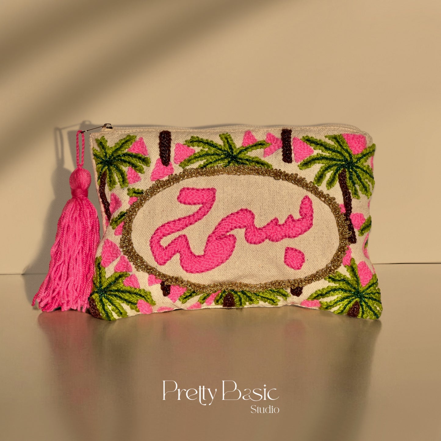 Customized Palm Empress hand tufted clutch