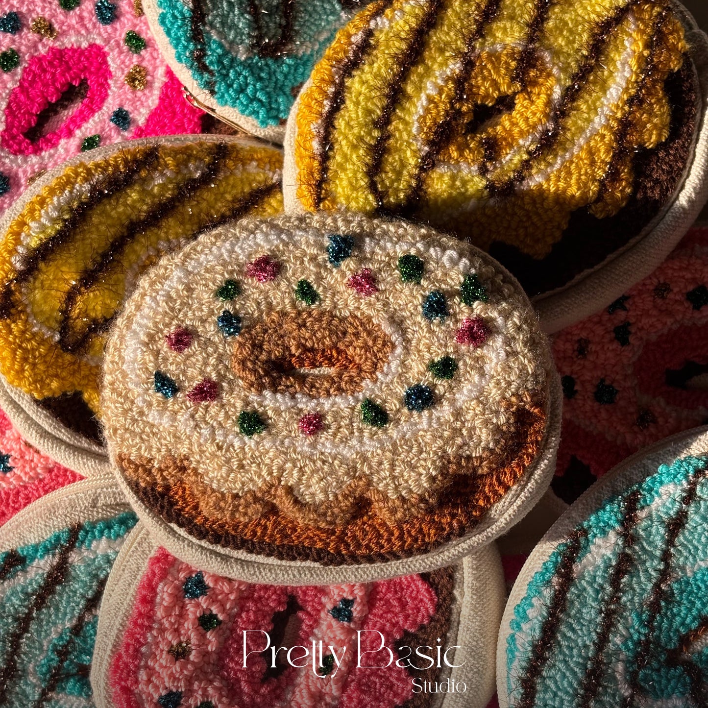 Donut hand tufted pouch