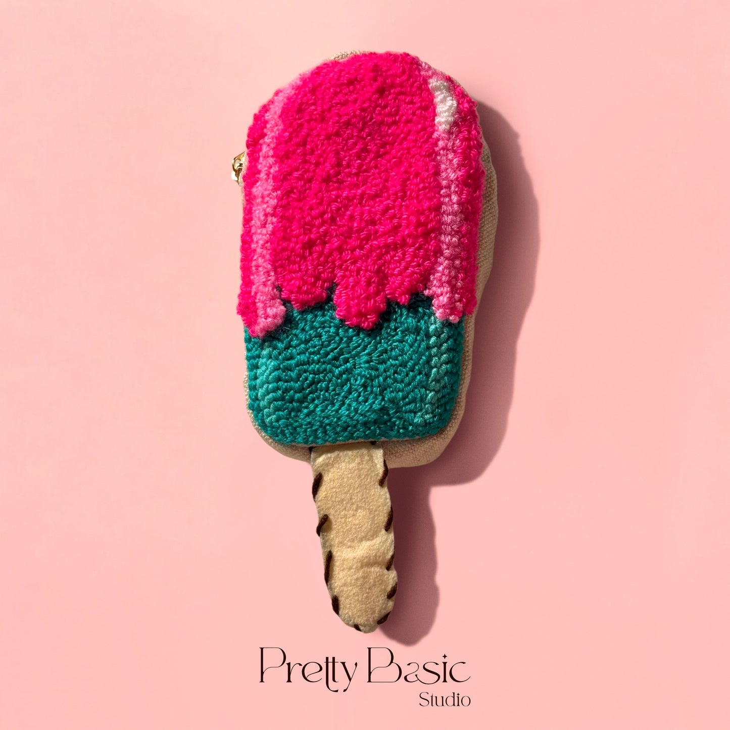 Icecream stick hand tufted pouch