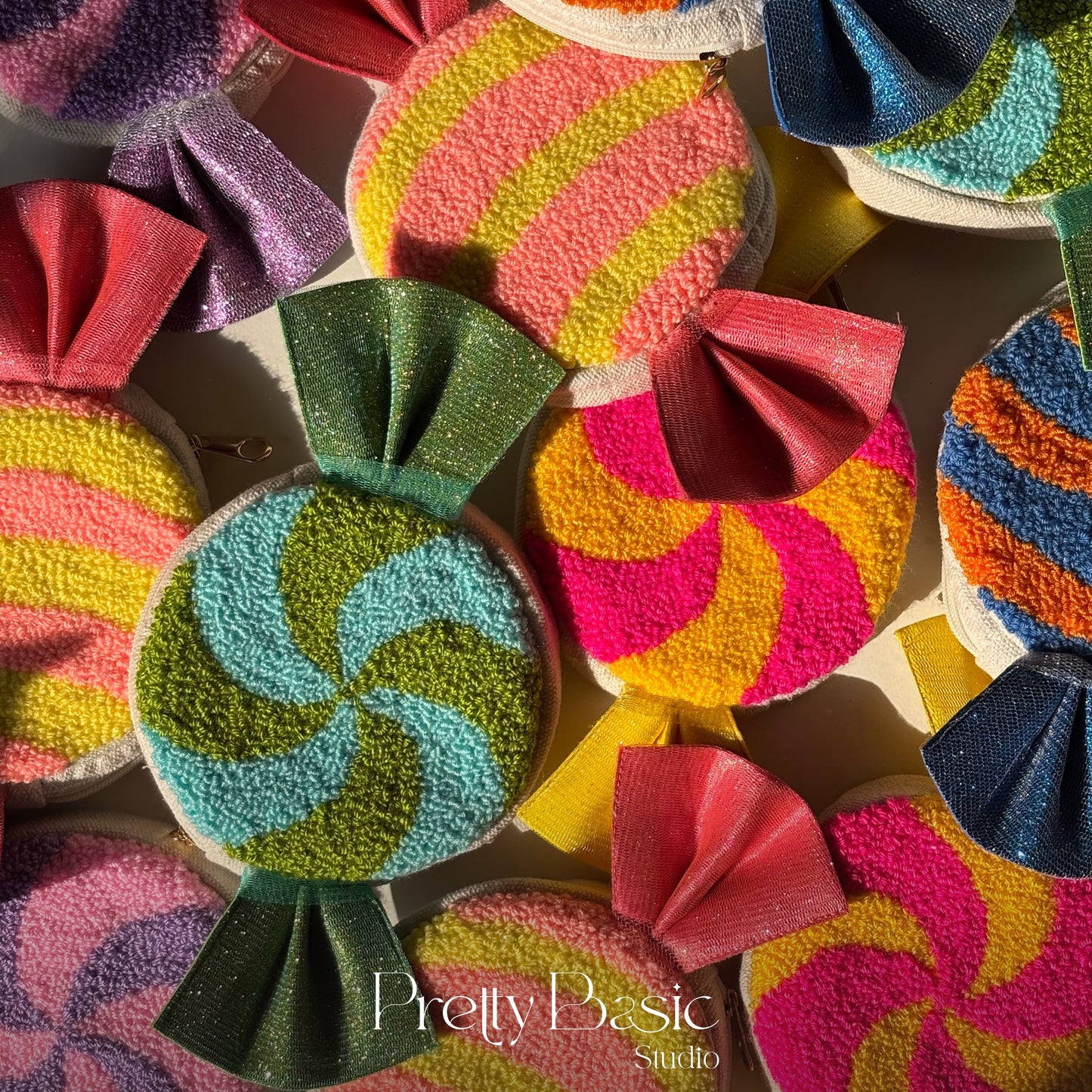 Bonbon hand tufted pouch