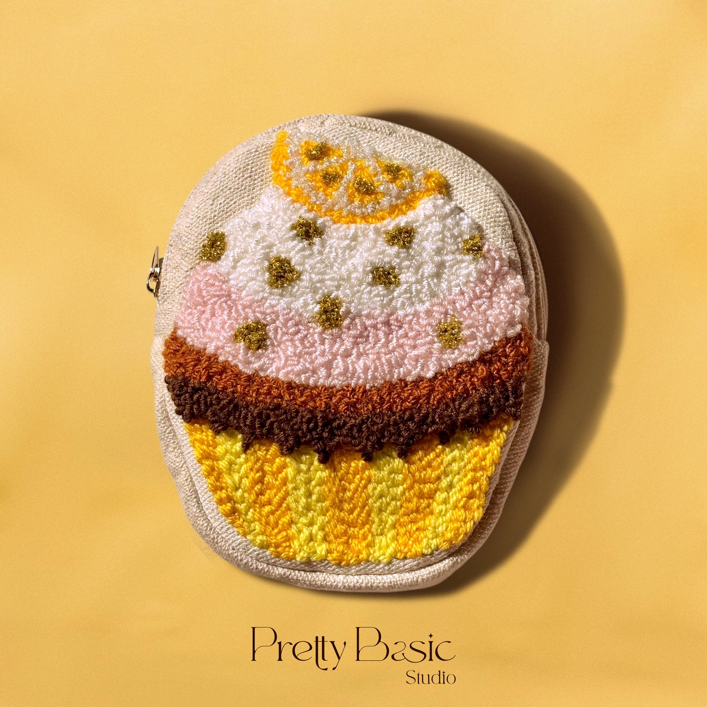 Cupcake hand tufted pouch