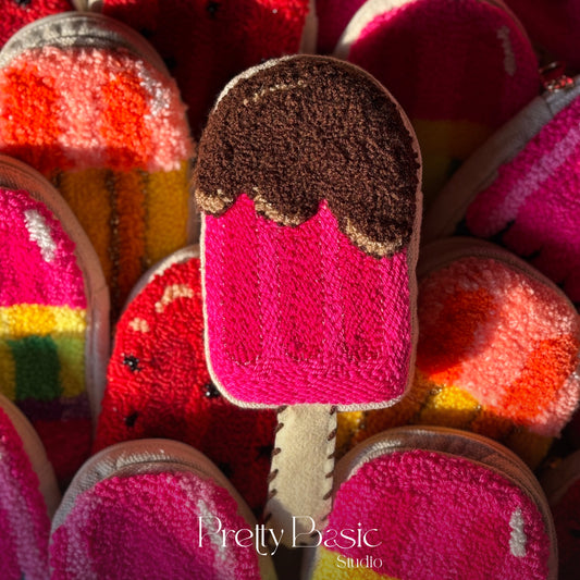 Icecream stick hand tufted pouch