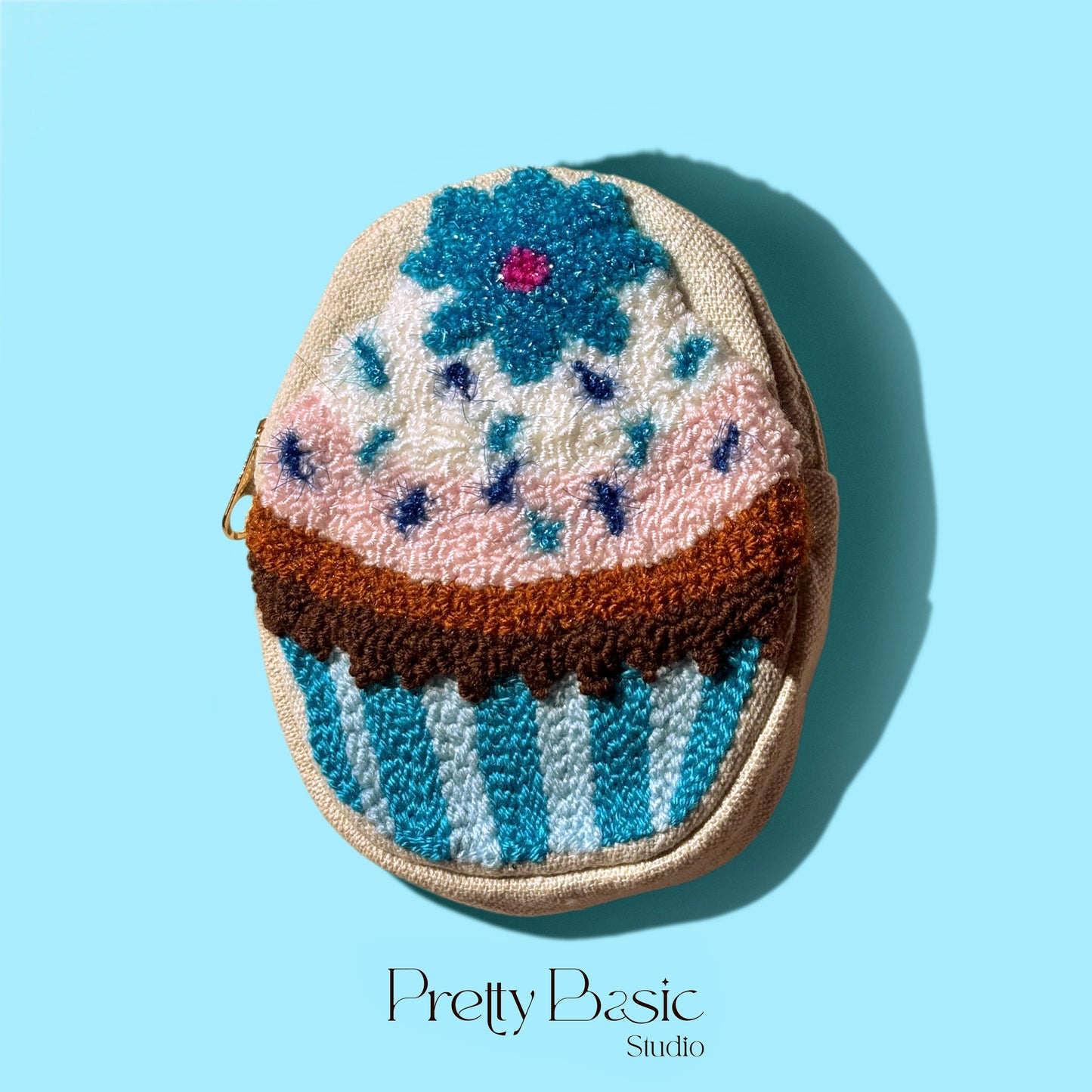 Cupcake hand tufted pouch