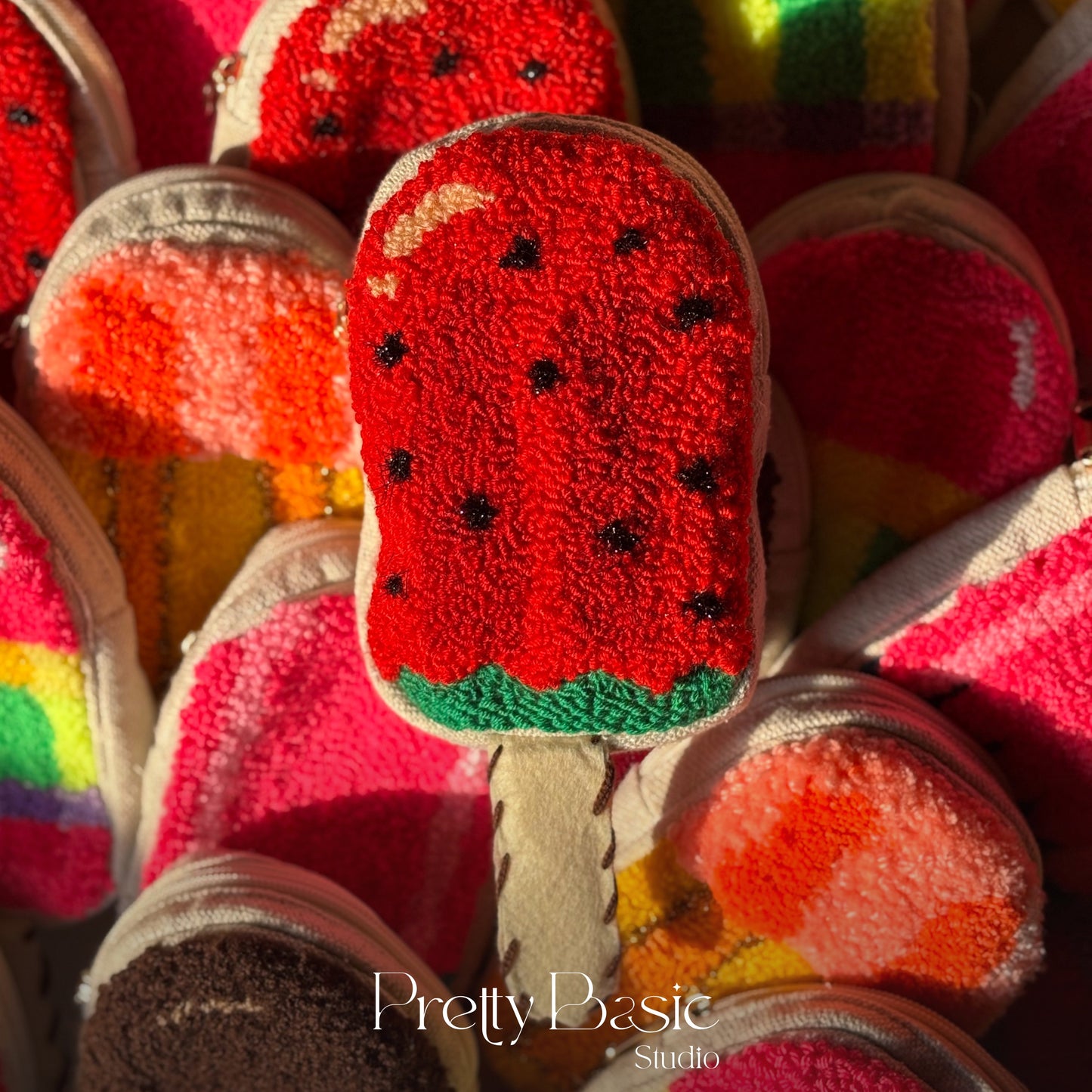 Icecream stick hand tufted pouch