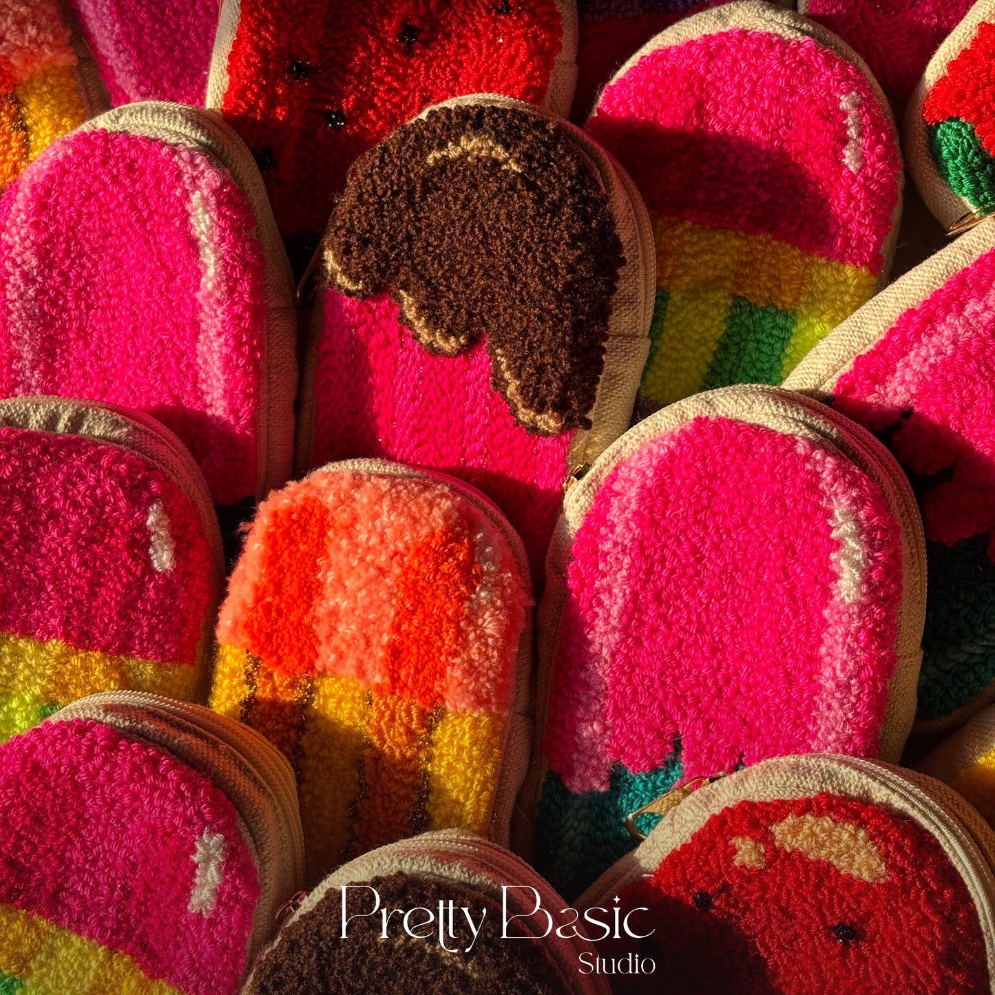 Icecream stick hand tufted pouch