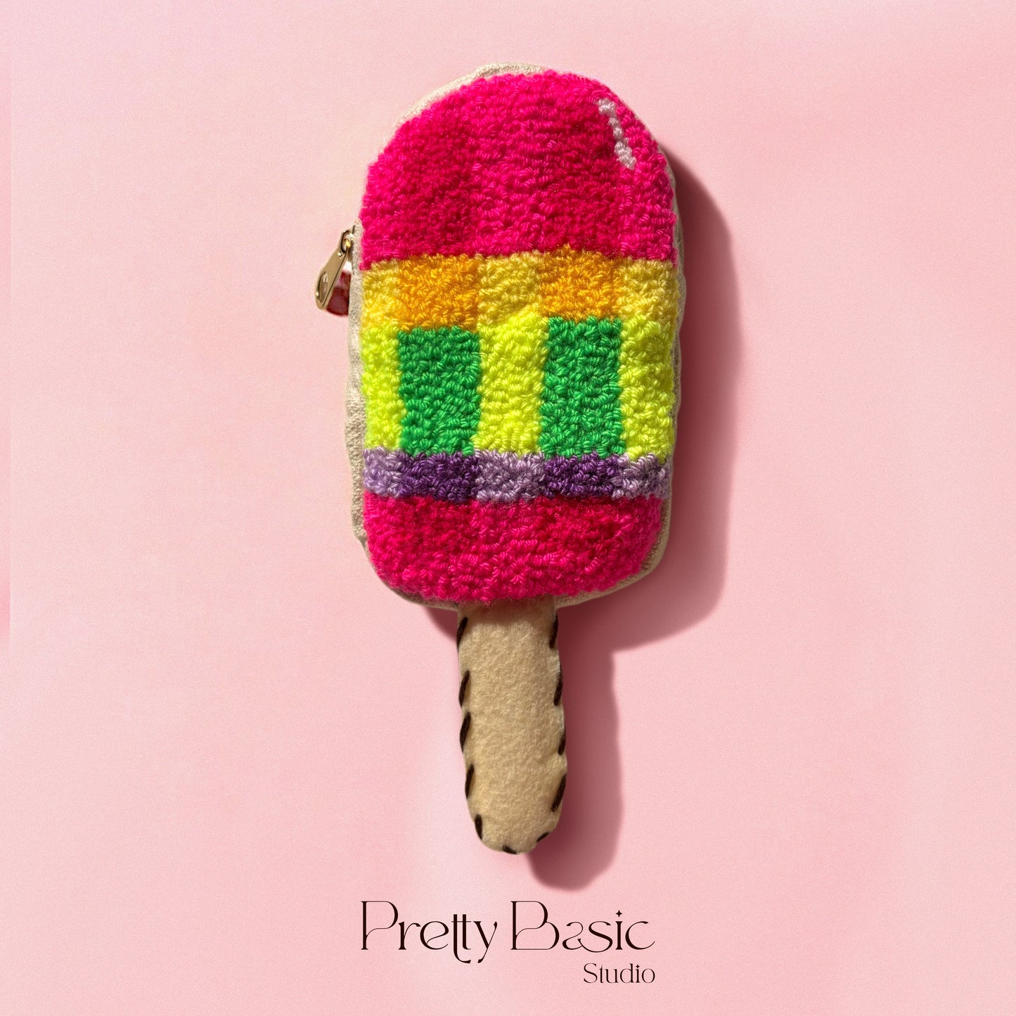 Icecream stick hand tufted pouch
