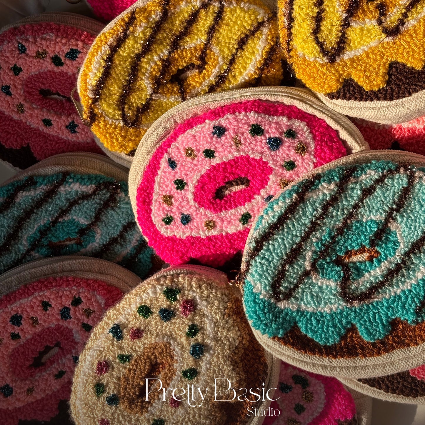 Donut hand tufted pouch