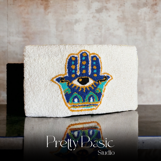 Hand Evil Eye Hand Tufted Clutch