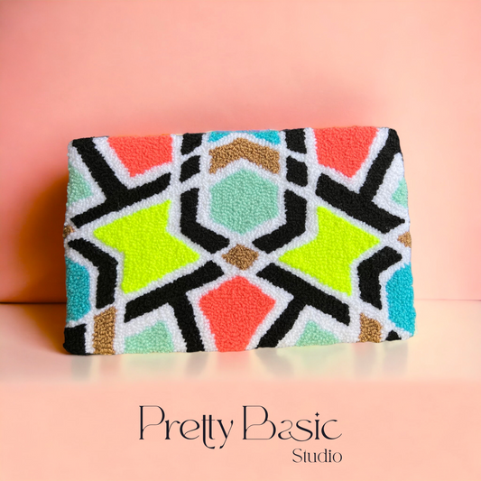 Neon Hand Tufted Clutch