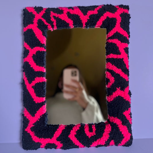 Neon pink Hand-Tufted mirror