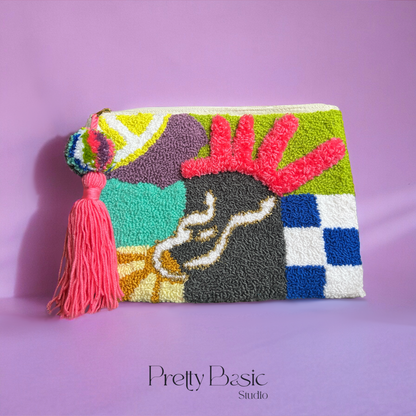 Customized Colorburst hand tufted clutch