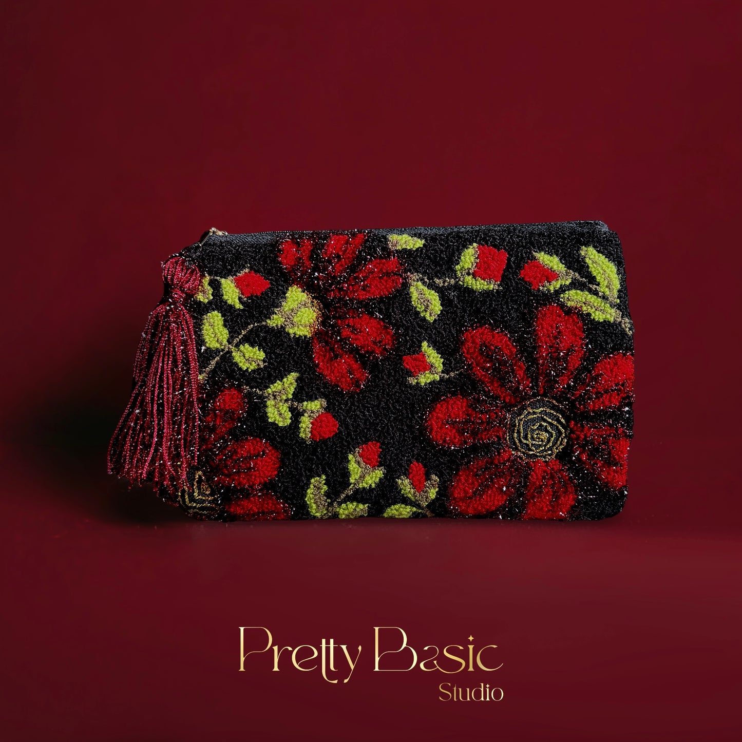 Roses Garden hand tufted clutch