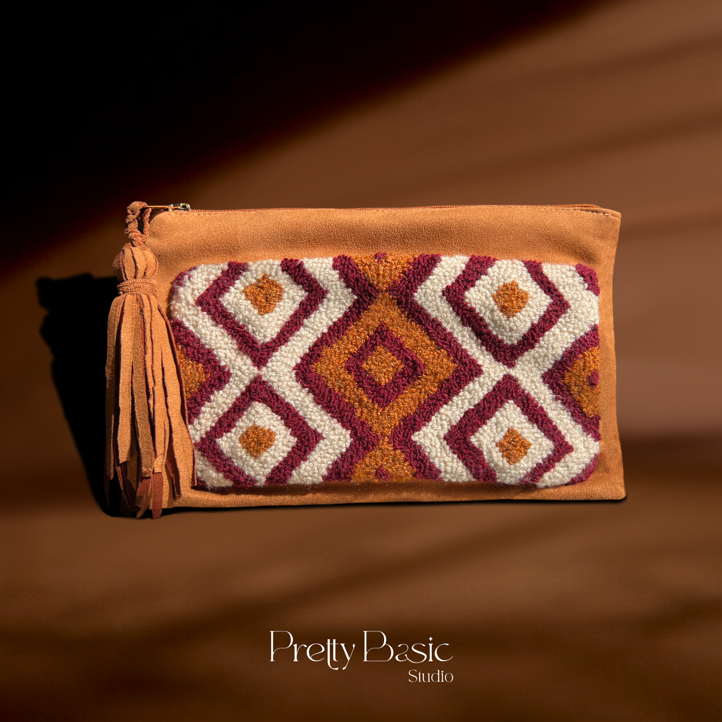 Velvet Kilim hand tufted clutch