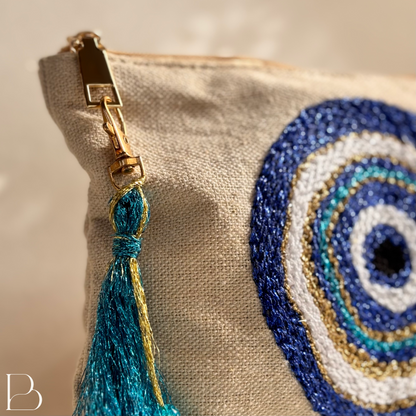 Round Evil eye Hand Tufted Clutch