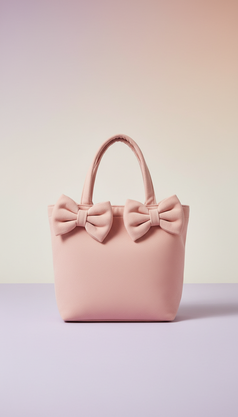 Blush pink bow-embellished tote bag