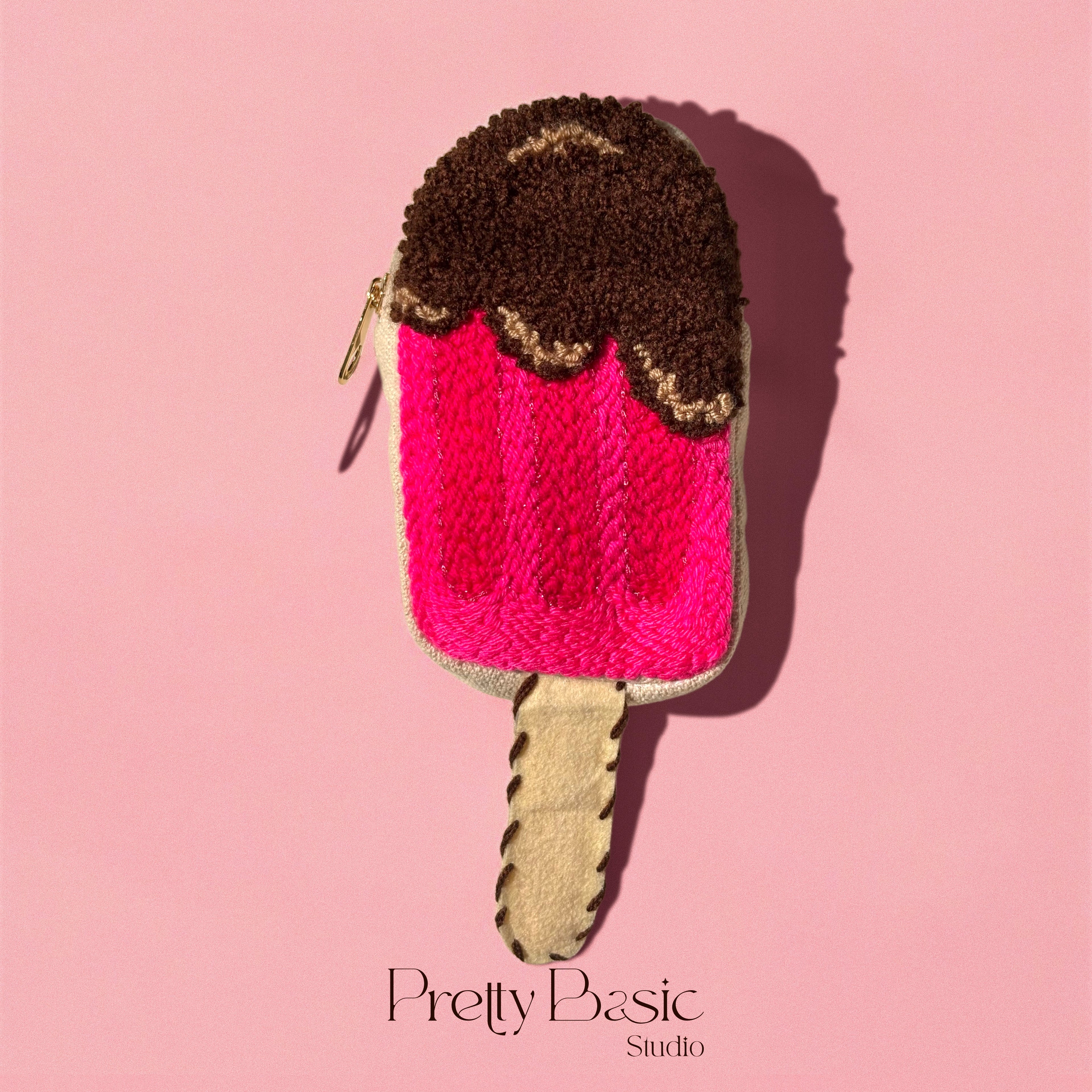 Icecream stick hand tufted pouch