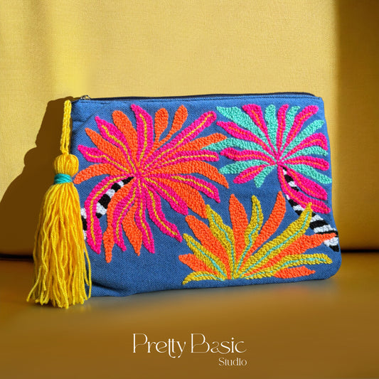 Neon summer hand tufted clutch