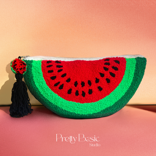 Summer melon hand tufted clutch