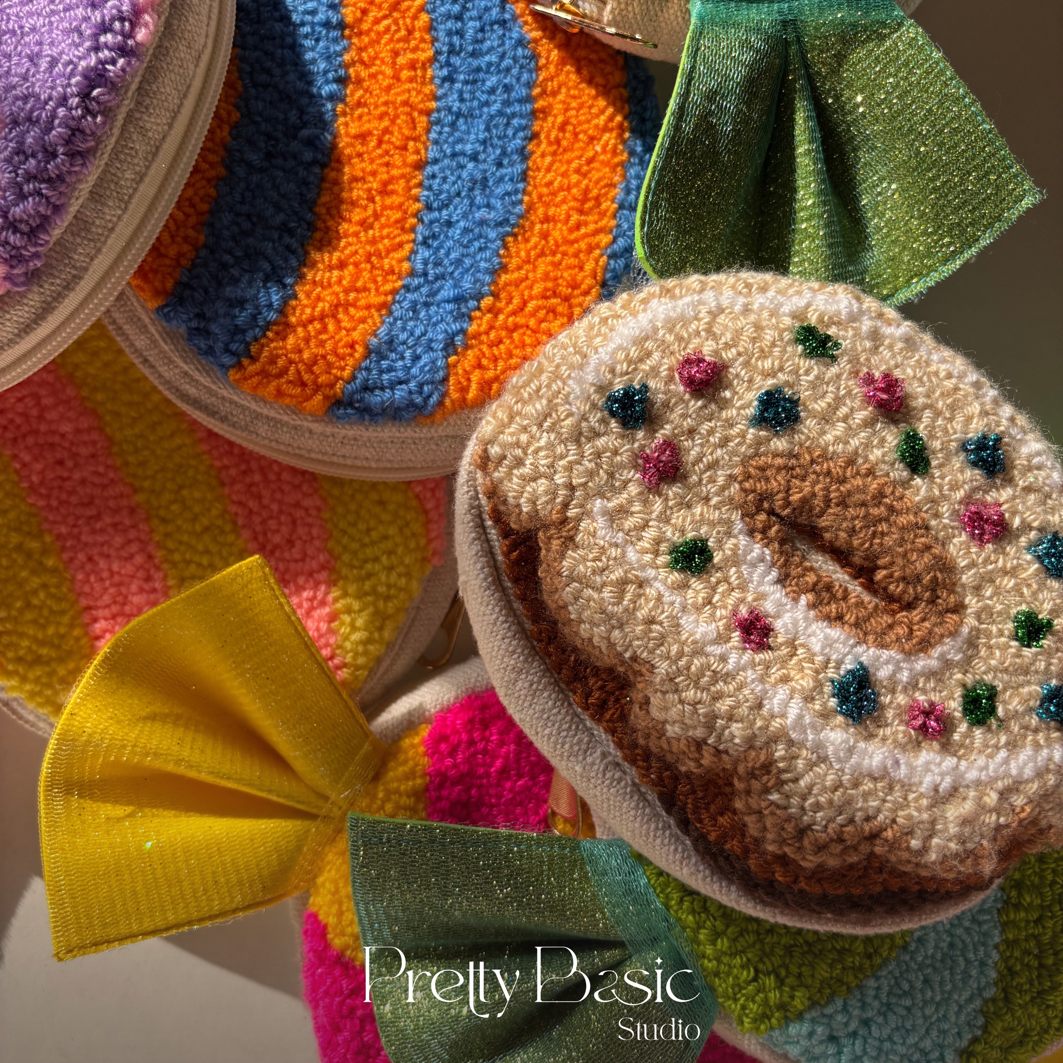 Donut hand tufted pouch