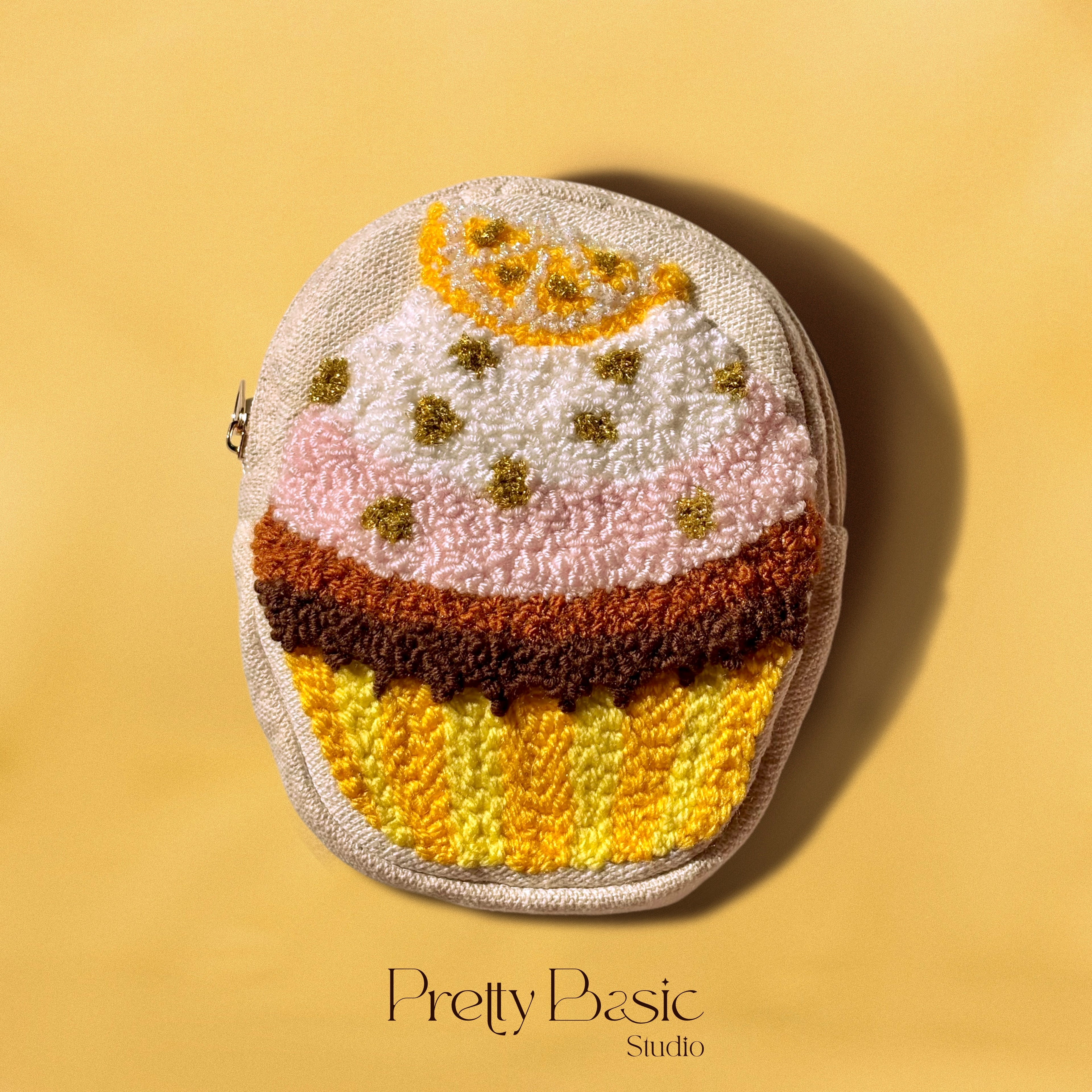 Cupcake hand tufted pouch