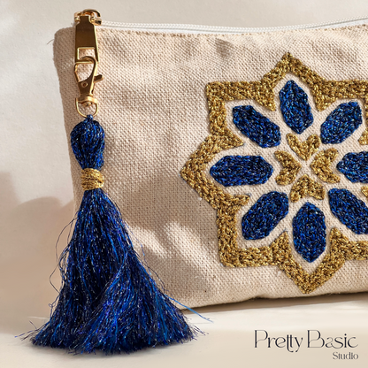 Royal Blue Islamic Star Hand Tufted Clutch