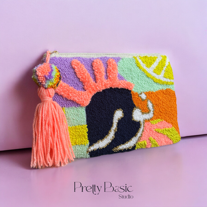 Customized Colorburst hand tufted clutch