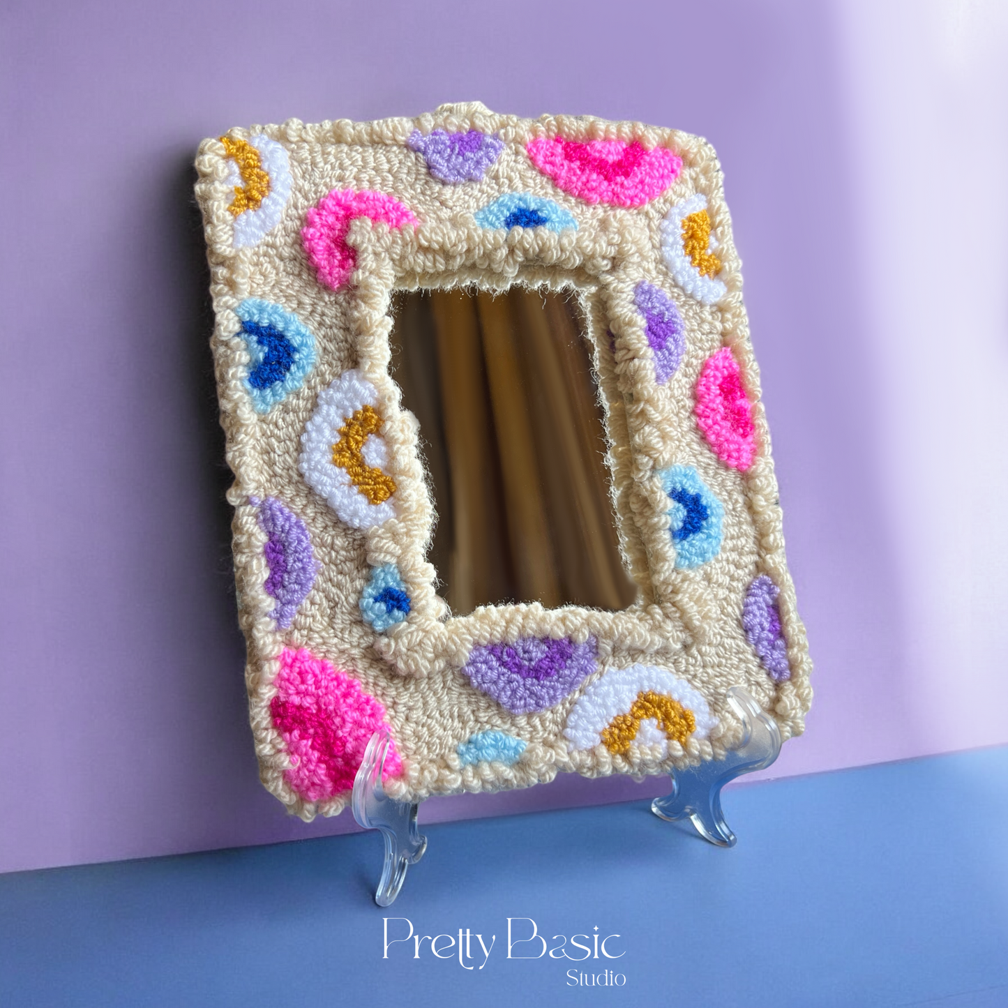 Summer circles hand tufted mirror