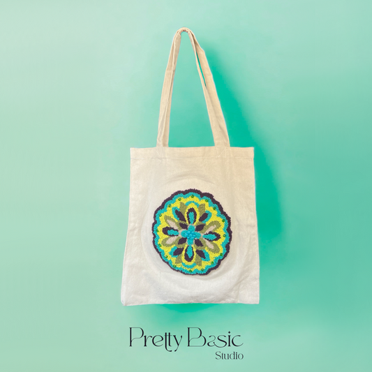 Beaded Mandala Hand-Tufted Tote bag