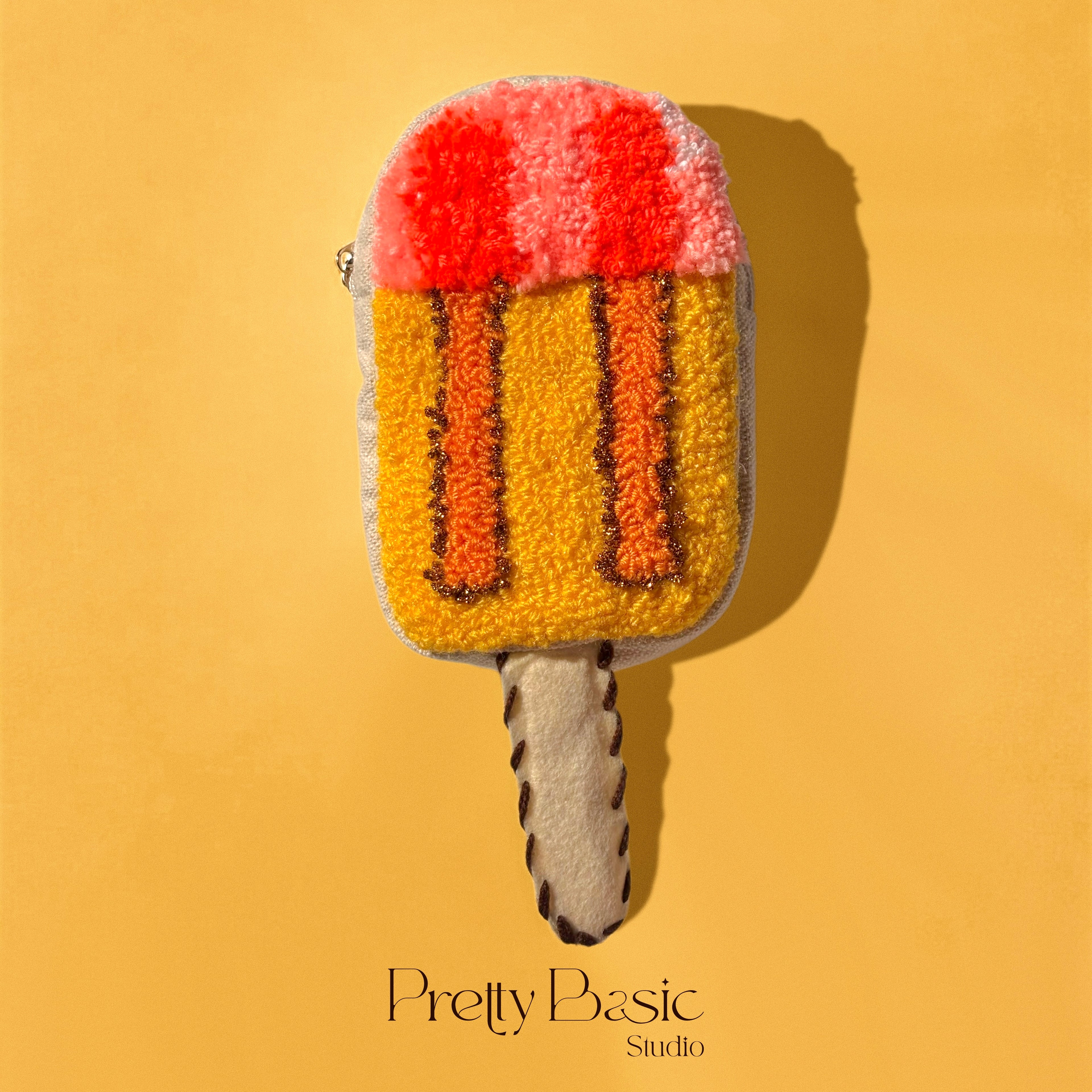 Icecream stick hand tufted pouch