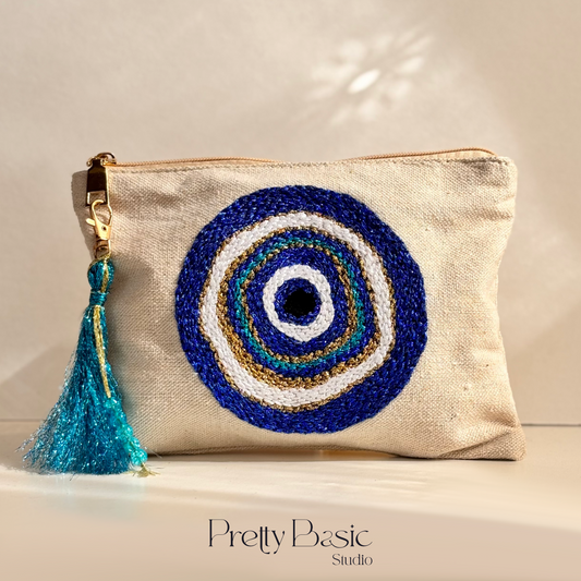 Round Evil eye Hand Tufted Clutch