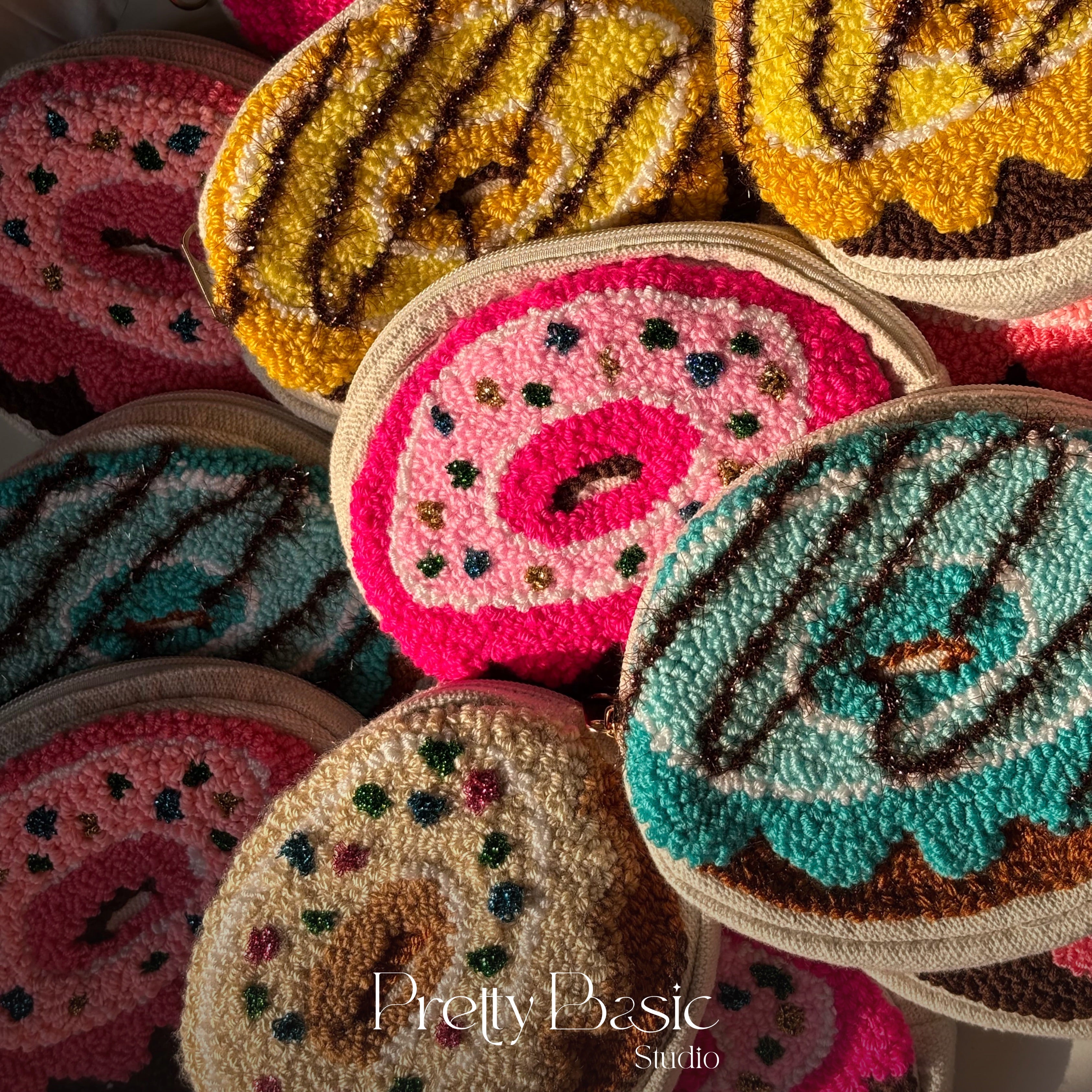 Donut hand tufted pouch