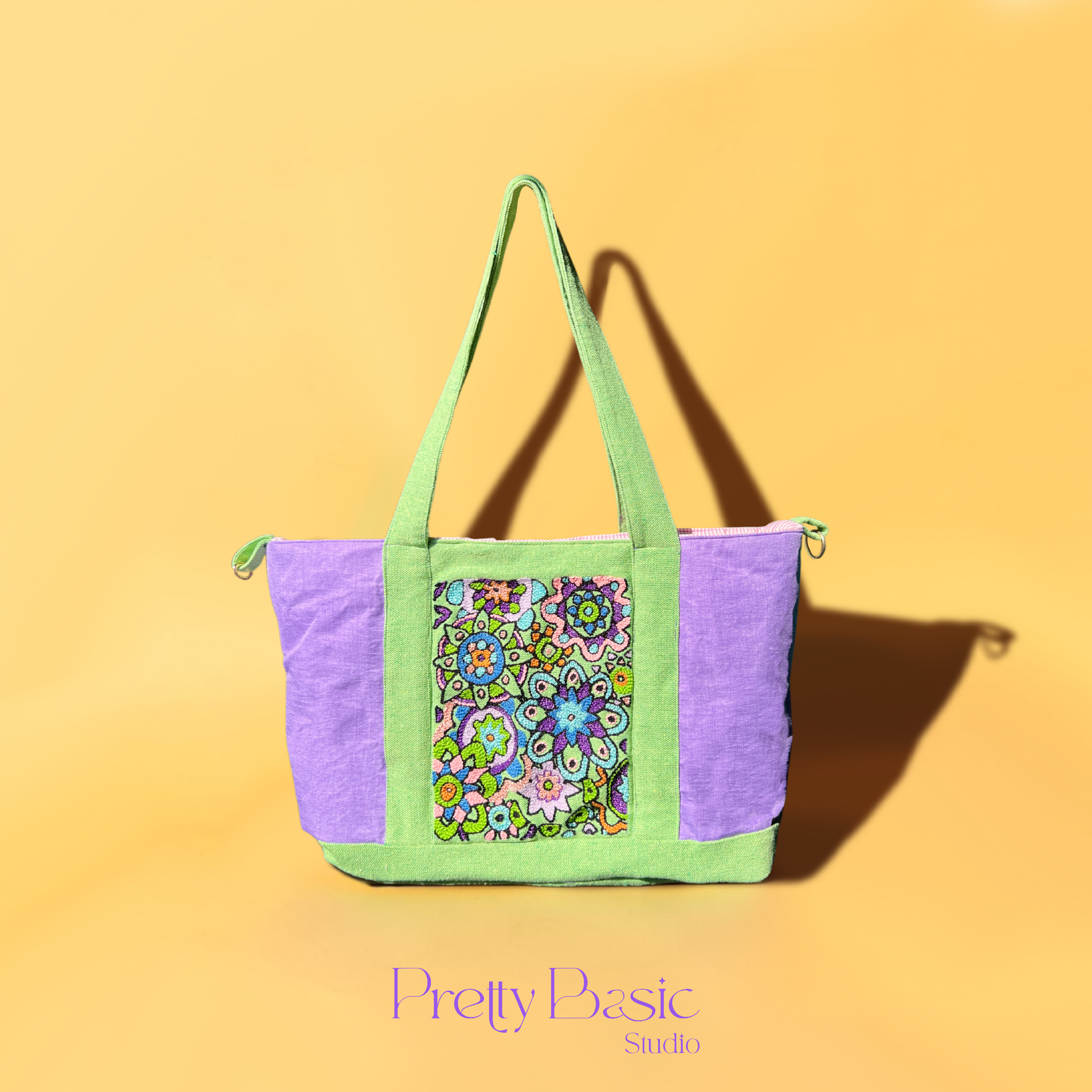 Lavender Meadow Hand-Tufted Travel Tote