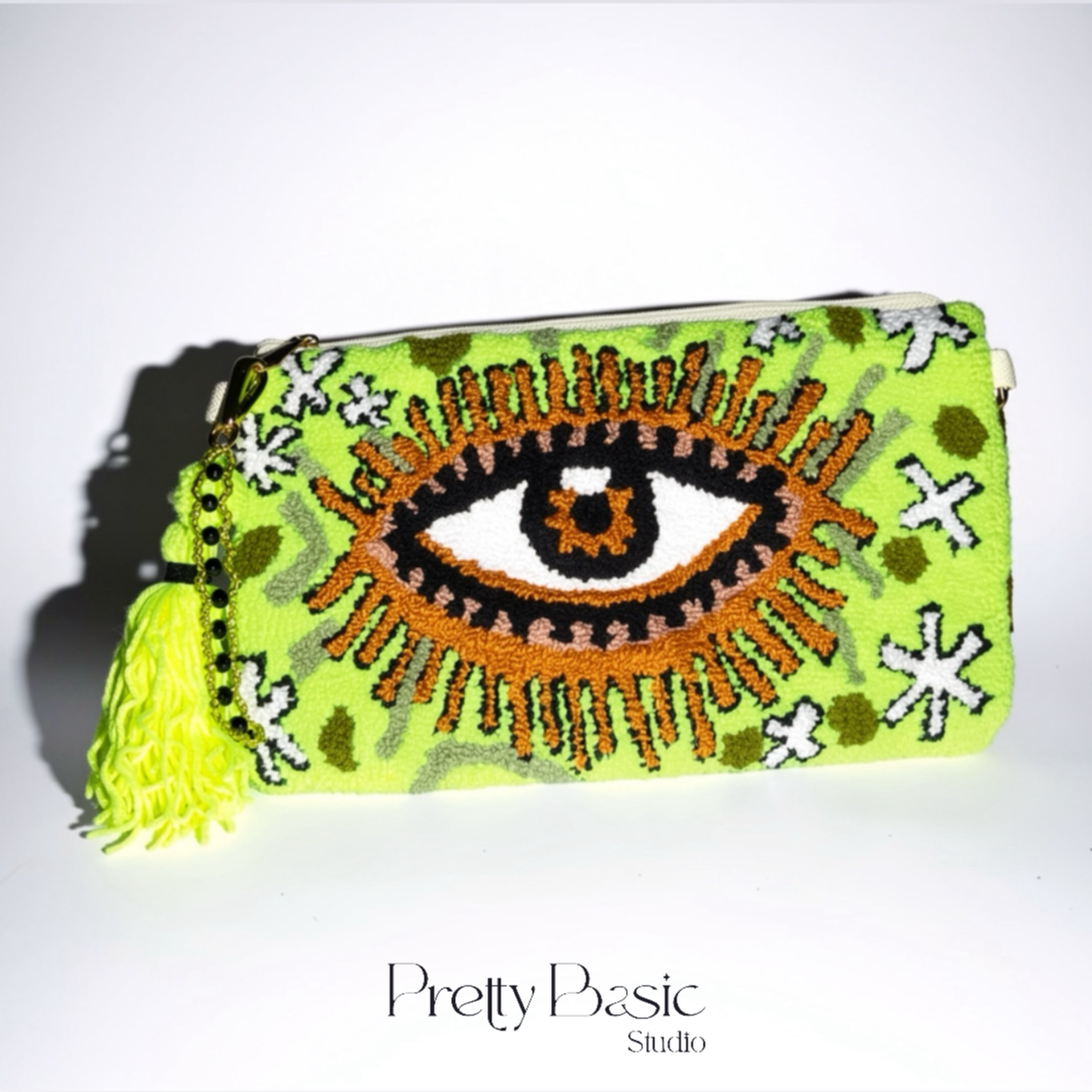 Neon lime green Hand-Tufted Clutch