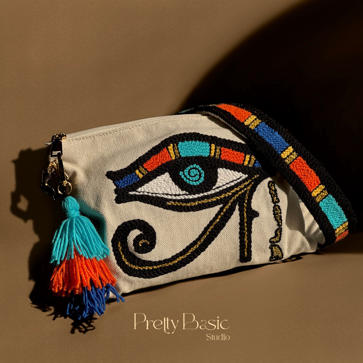 Eye of Horus hand tufted handbag (customized name)