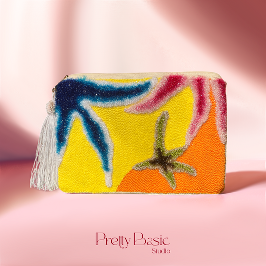 Starlit hand tufted clutch
