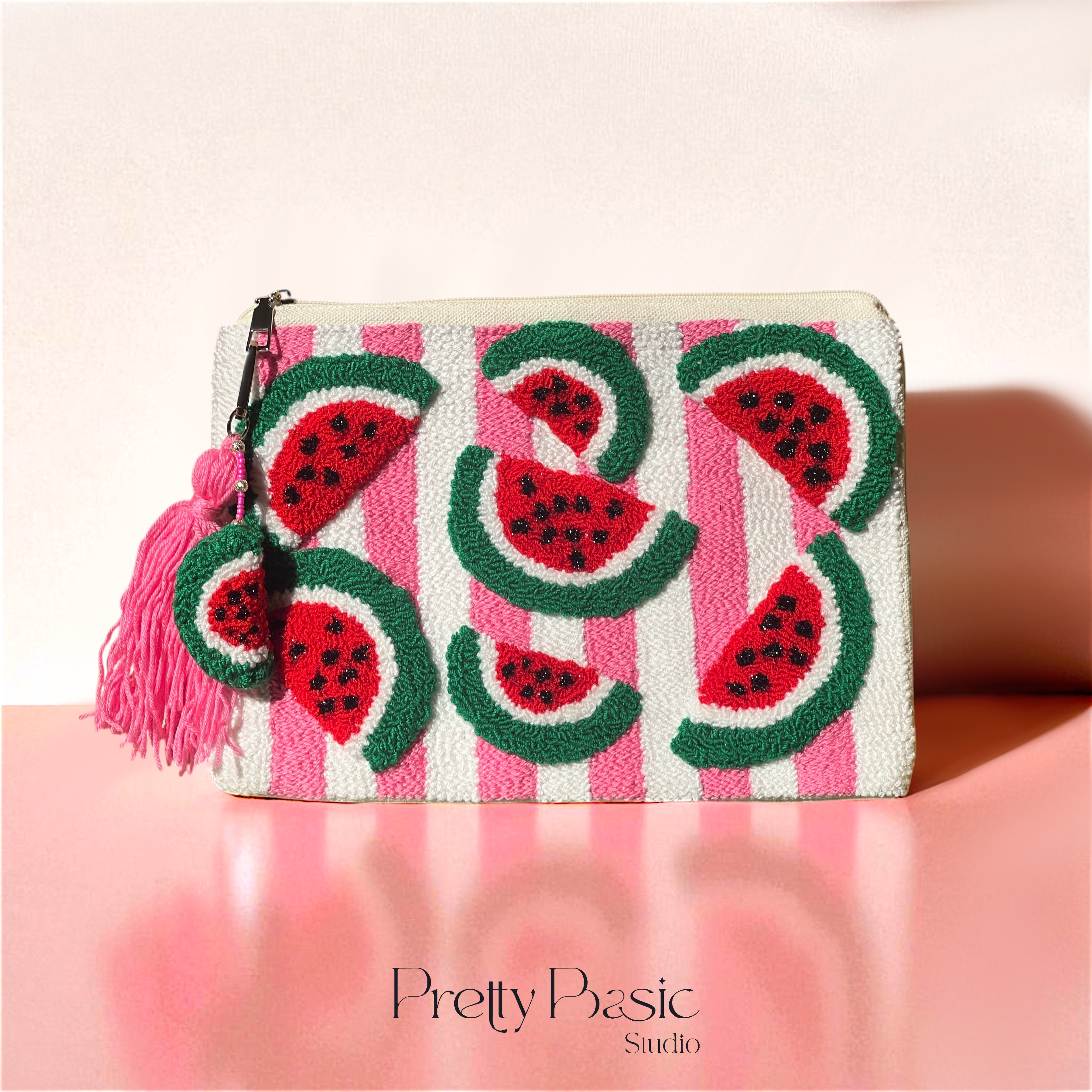 Watermelon Sugar hand tufted clutch