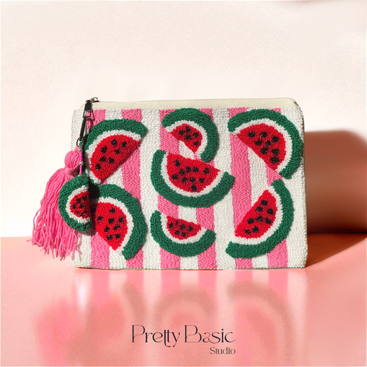 Watermelon Sugar hand tufted clutch