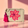 Pink Hibiscus hand tufted clutch