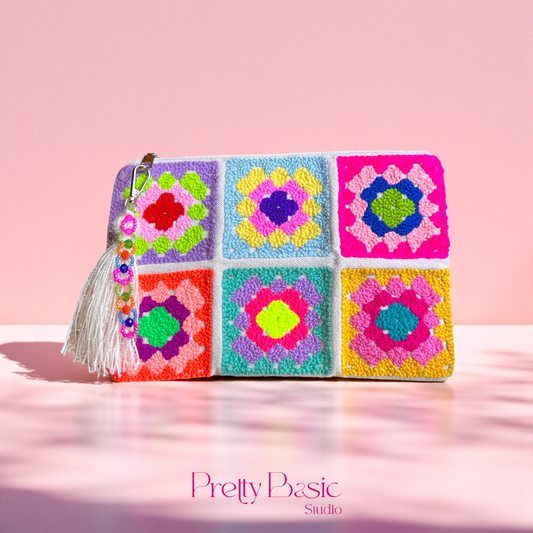 Retro Bloom Hand Tufted clutch