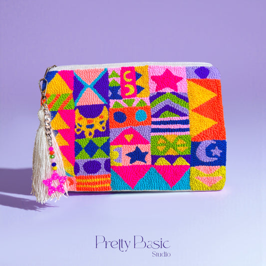 Colors of the Alley hand tufted clutch