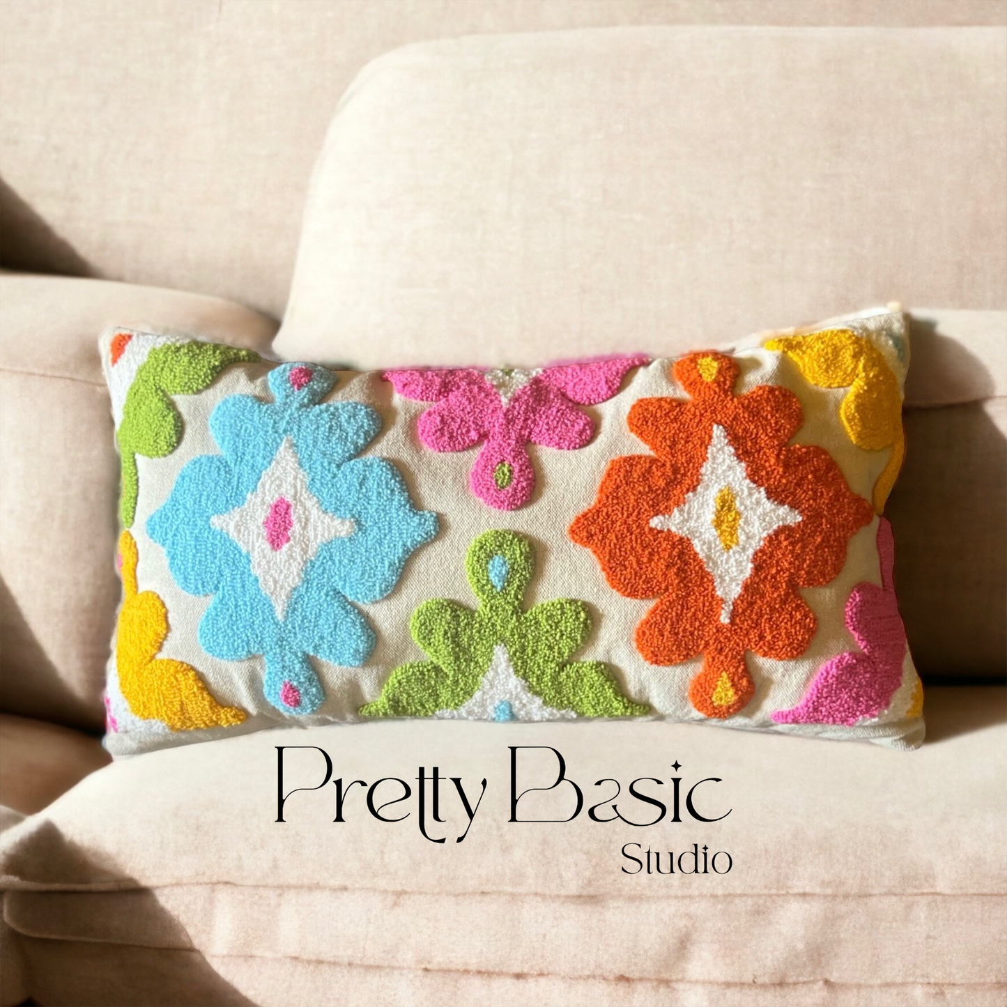 The Spring Stars hand tufted cushion