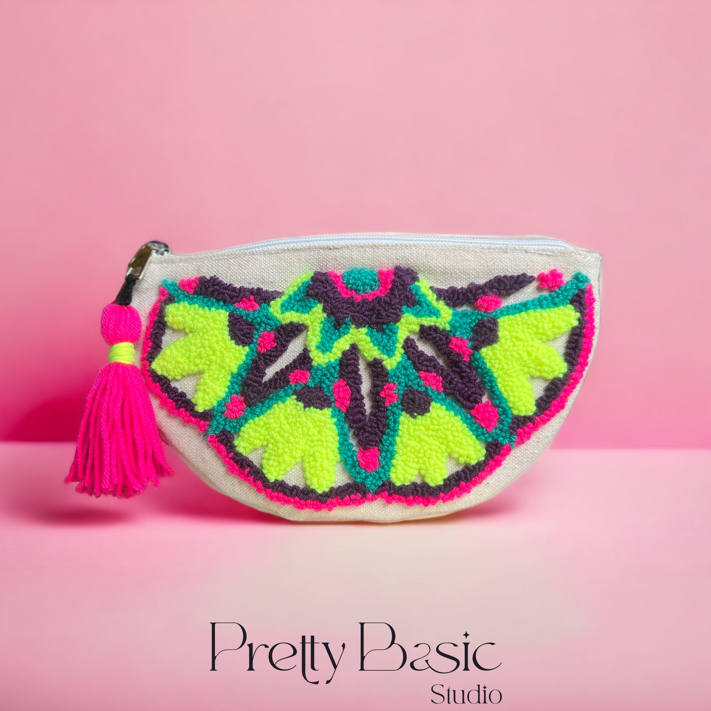 Neon Semi-Circle Hand Tufted Clutch