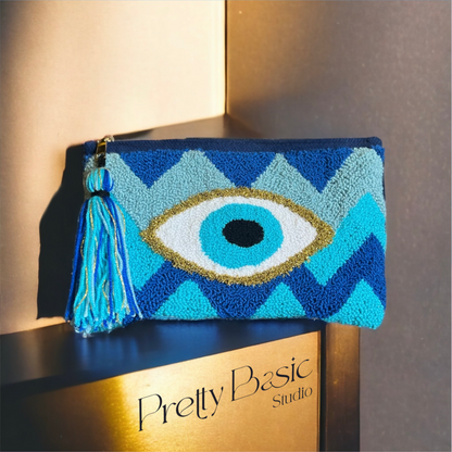 Blue eye Hand Tufted Clutch