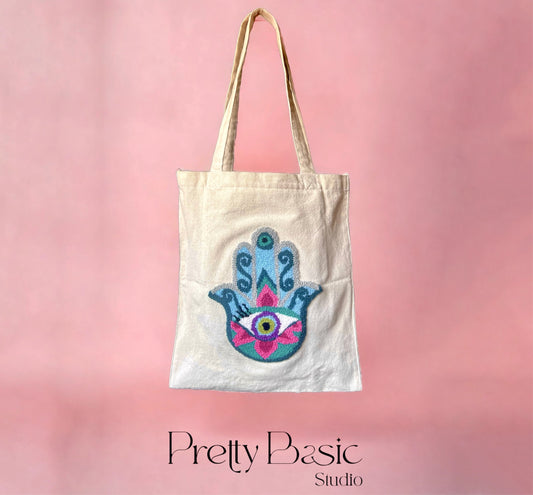 Evil eye Hand-Tufted Tote bag