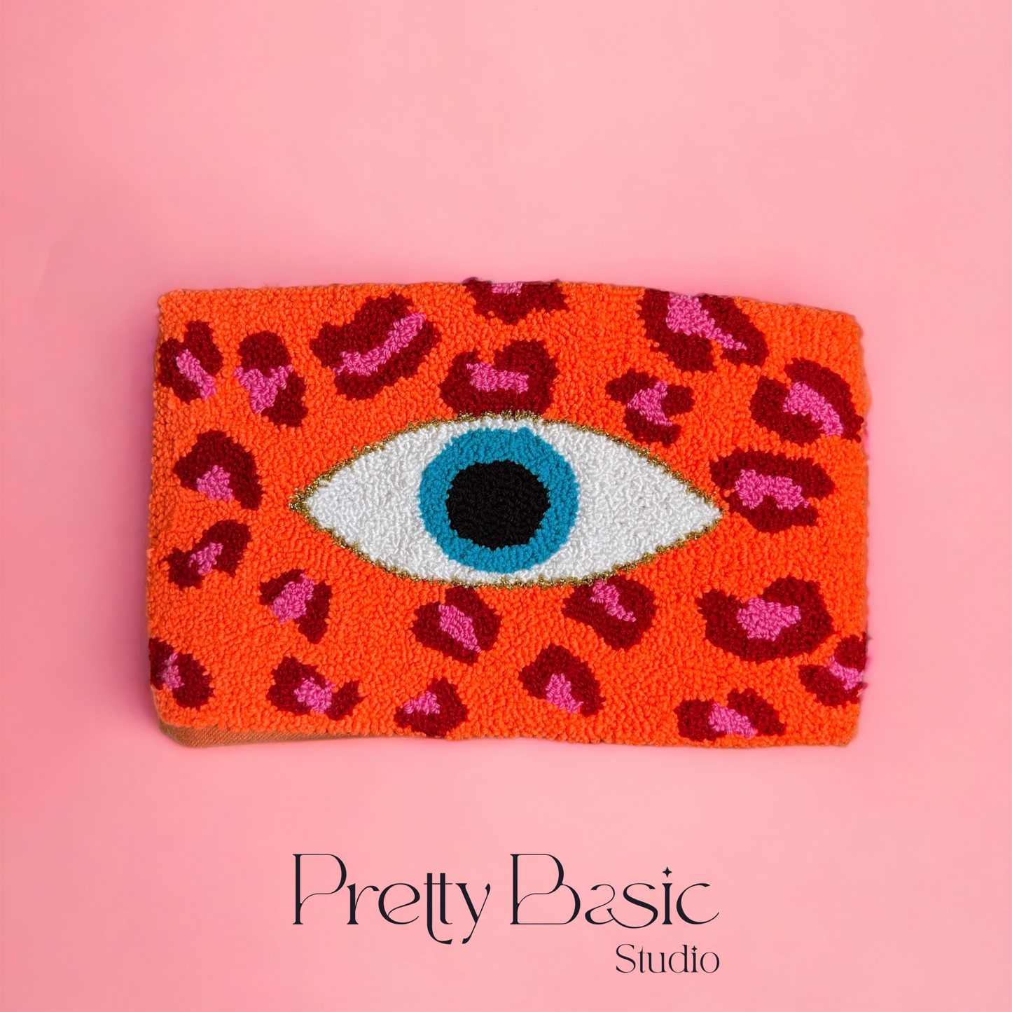 Neon Cheetah print Hand-Tufted Clutch