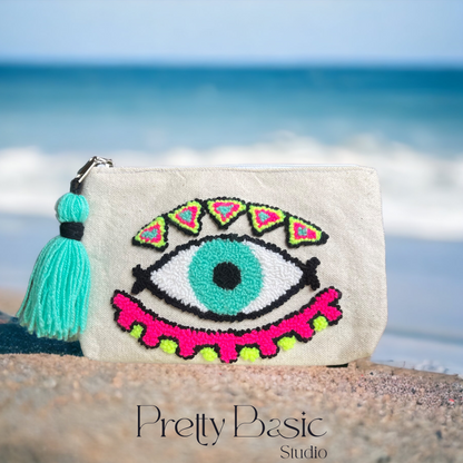 Neon Eye Hand Tufted Clutch