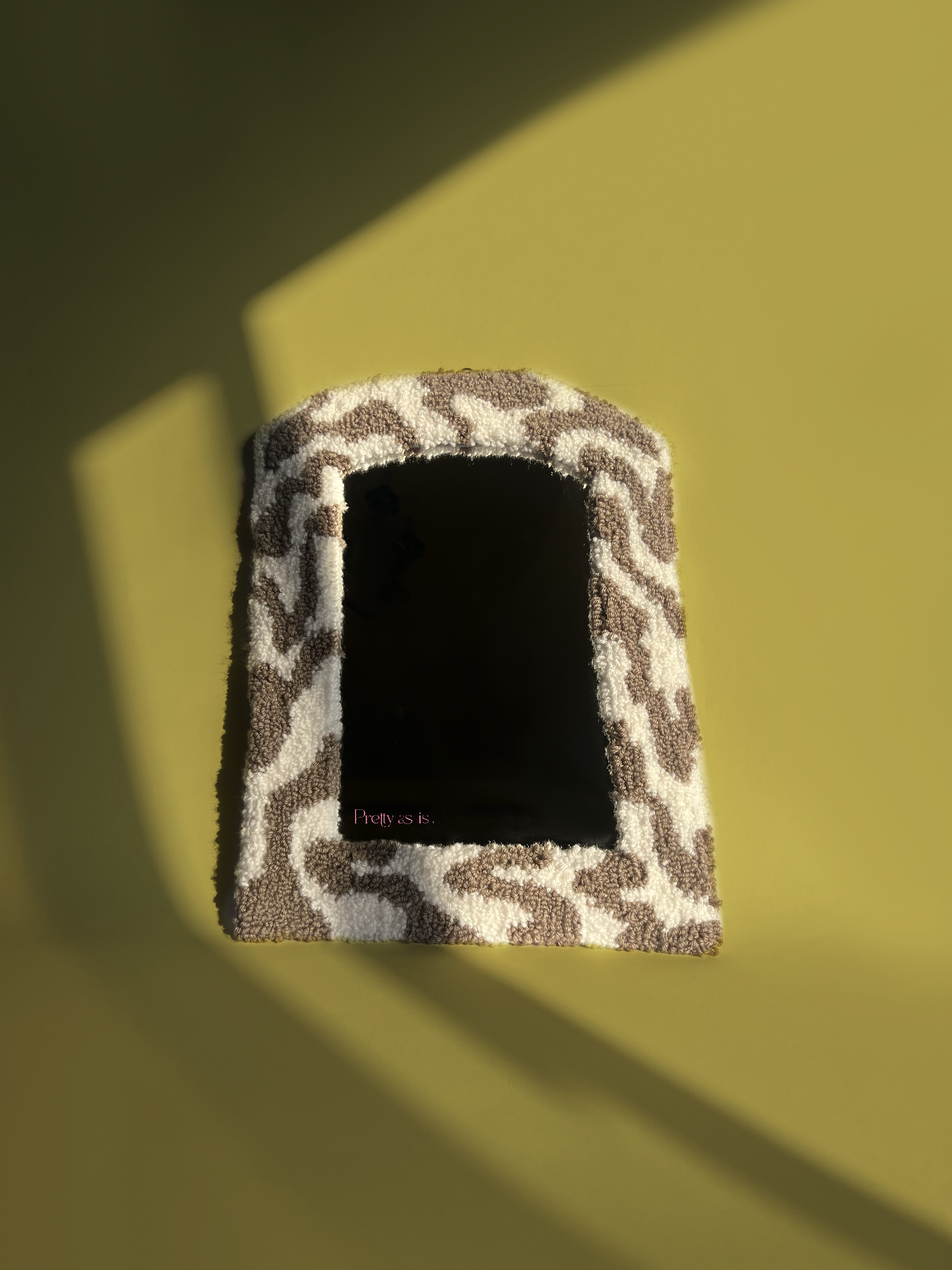 Neutral Boho waves Arch shaped Hand-Tufted mirror