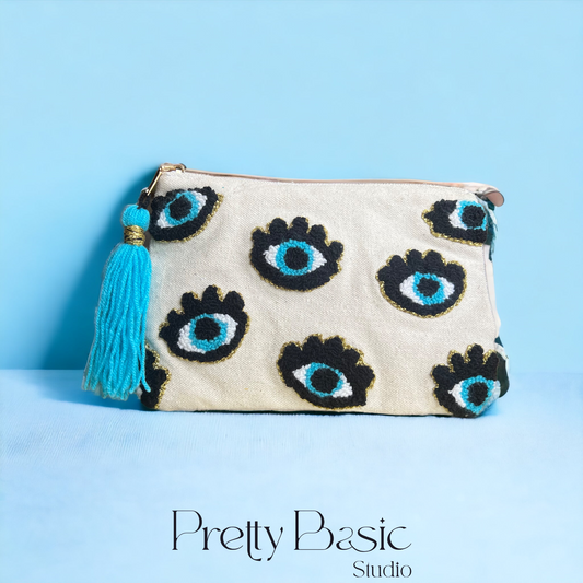 Blue Eyes Hand Tufted Clutch