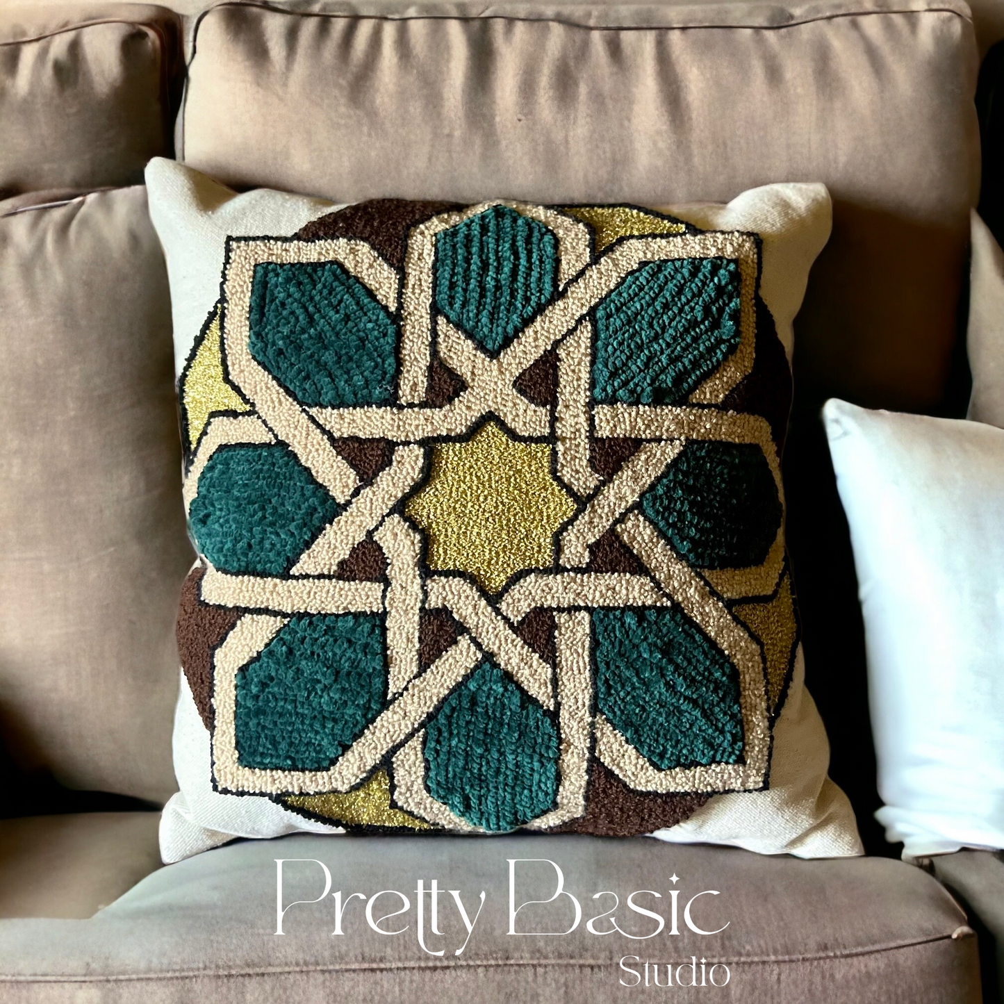 Gold & Emerald square cushion